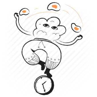 time, balance, tasks, juggle, juggling, clock, throw